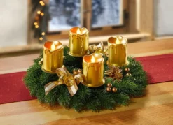 Adventskranz mit LED-Echtwachskerzen