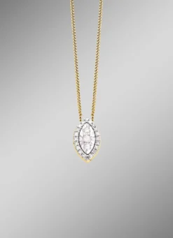 Anhänger mit 3 Brillanten, 20 Diamanten und Ankerkette