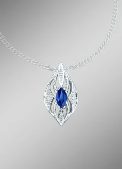 Anhänger mit Brillanten und echter blaue Safir