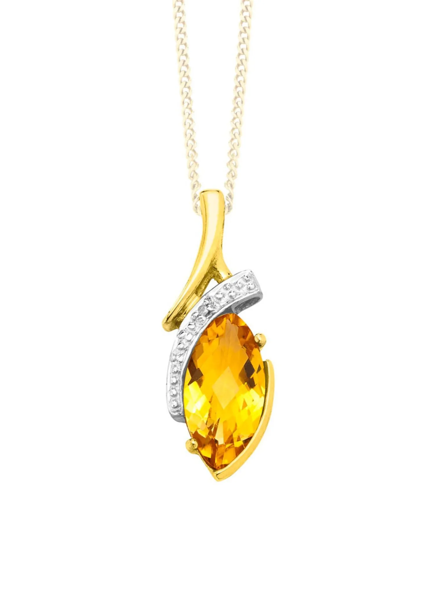 Anhänger mit echt Citrin und Diamant