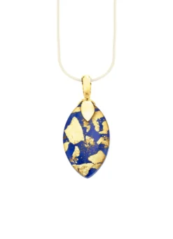 Anhänger mit echt Lapislazuli und Bergkristall mit Blattgold-Triplette