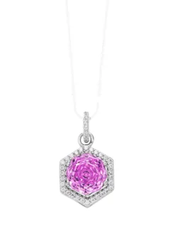 Anhänger mit synth. Zirkonia in Pink im Rosenschliff