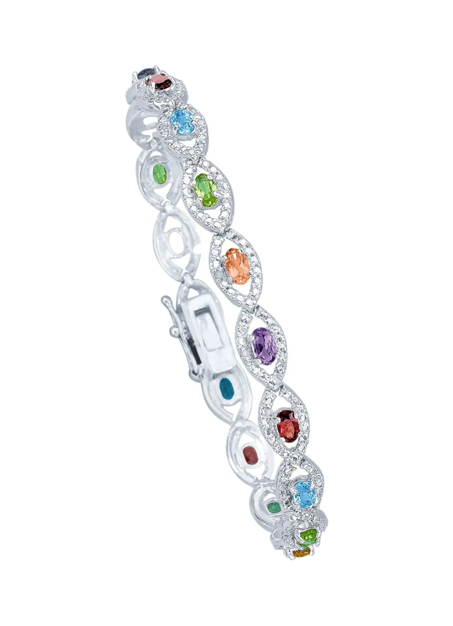 Armband mit echt Granat, Blautopas, Citrin, Amethyst und Peridot