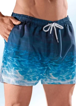 Badeshorts, Gesäßtasche mit Klettverschluss, Microfaser