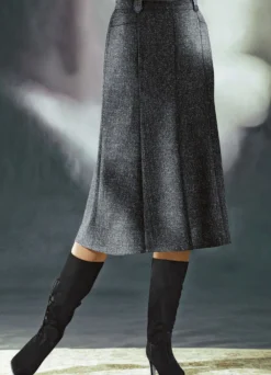 Bahnenrock in Tweed mit Boucle-Effektgarn