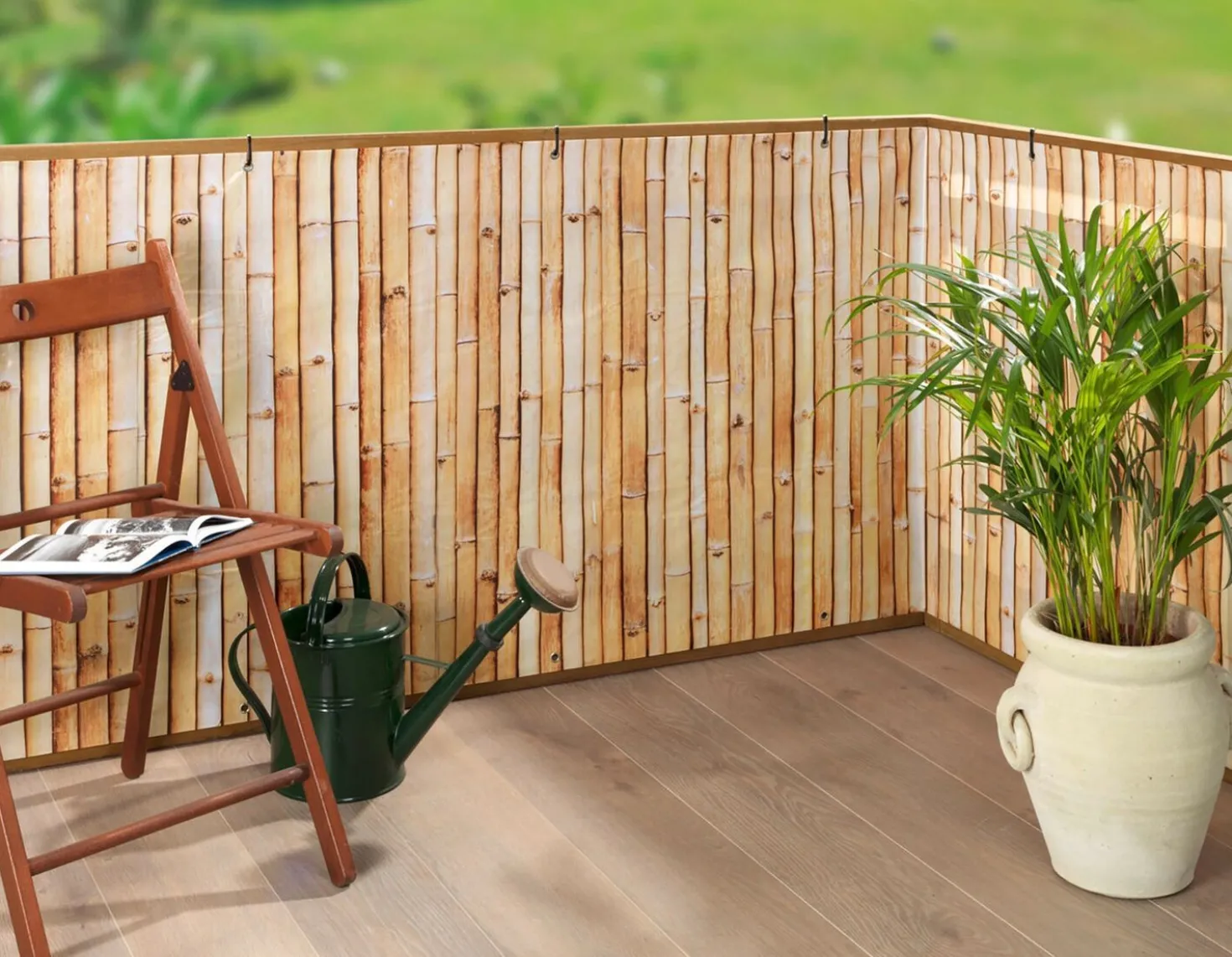 Balkon-Sichtschutz in Bambus-Optik