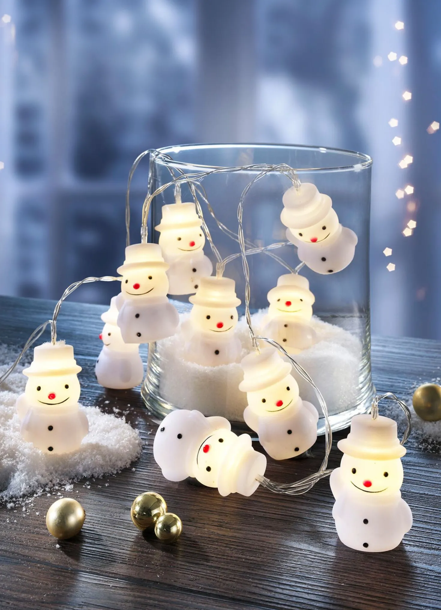 Batteriebetriebene Lichterkette Schneemann