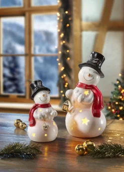 Beleuchteter Schneemann, batteriebetrieben, 2er-Set
