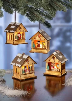 Beleuchtete Weihnachtsmarktszene, 4-teilig