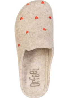 Bequeme Damen-Hausschuhe, Weite G, mit Herzchen-Stickerei