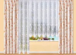Übergardine mit Blättermotiv