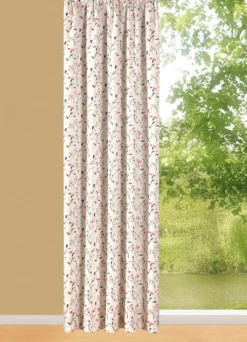 Übergardine mit Blumen-Dessin und Universalschienenband