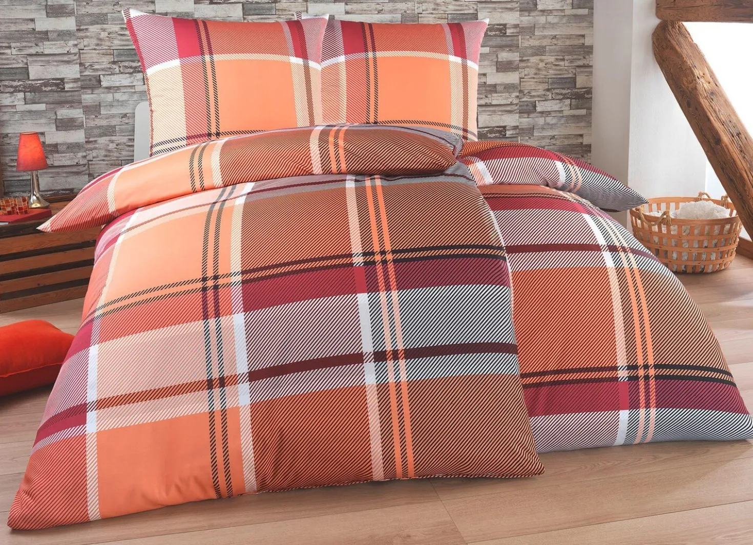 Bettwäsche-Garnitur in Polycotton-Biber-Qualität