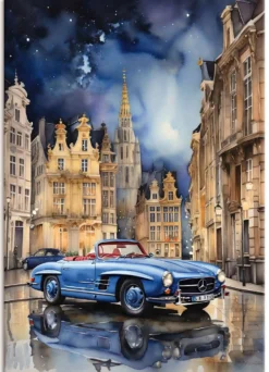 Bild: Mercedes 190SL in einer Stadt