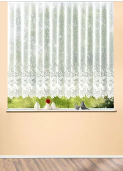 Blumenfenster-Store, gerader Abschluss