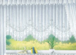 Blumenfenster-Store, gleichmäßig gebogt, mit Faltenband