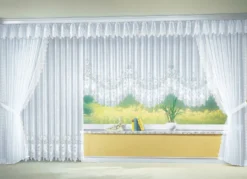 Blumenfenster-Store, gleichmäßig gebogt, mit Faltenband