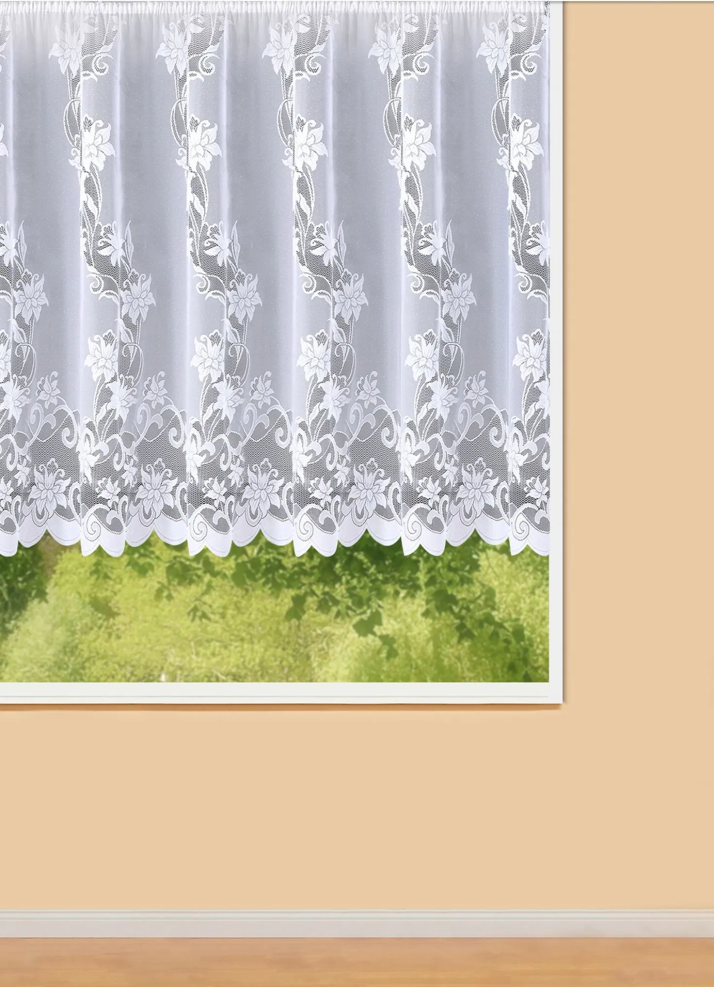 Blumenfenster-Store mit Faltenband