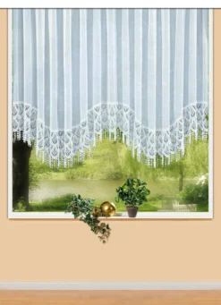 Blumenfenster-Store mit Plauener Spitze