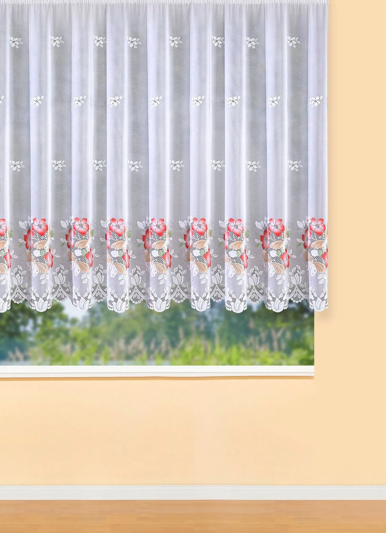 Blumenfenster-Store mit Universalschienenband