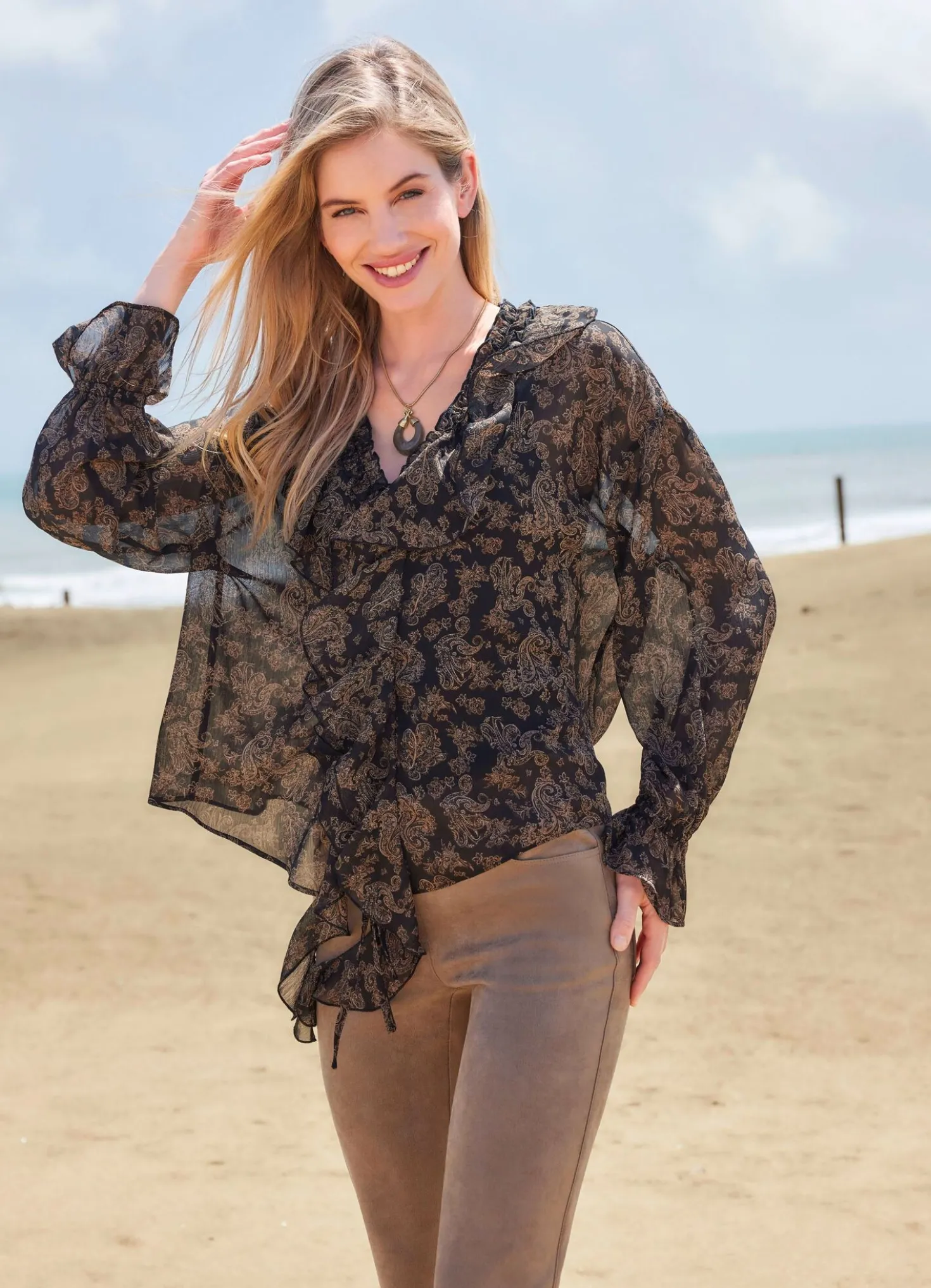 Bluse im Paisley-Print-Dessin