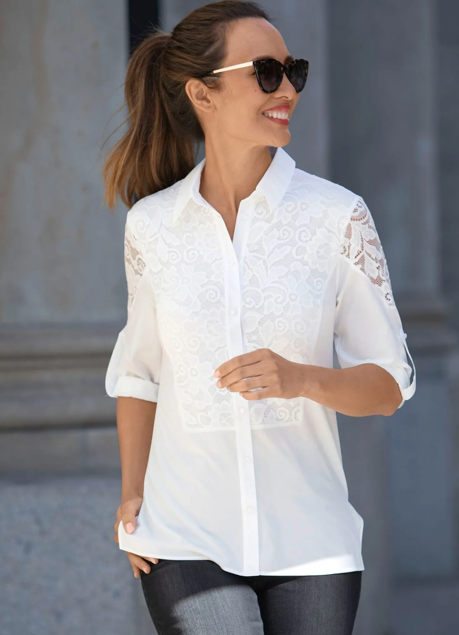 Bluse mit Hemdkragen
