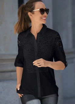 Bluse mit Hemdkragen