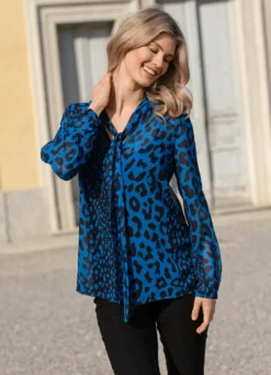 Bluse mit Schluppe zum Binden in 2 Farben
