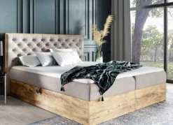 Boxspringbett mit Bettkasten und Topper