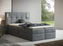 Boxspringbett mit LED-Beleuchtung und Topper
