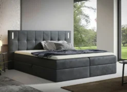 Boxspringbett mit LED-Beleuchtung und Topper
