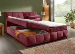 Boxspringbett mit Stauraum im Kopfteil und Bettkasten