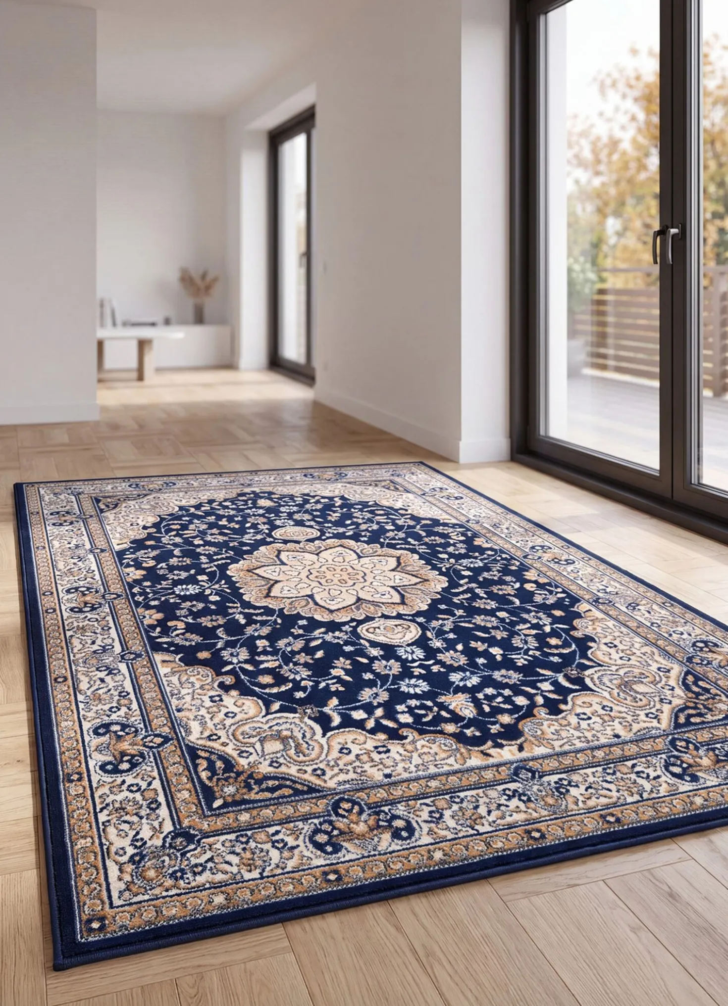 Brücken und Teppiche mit orientalischen Ranken- und Blütenmustern