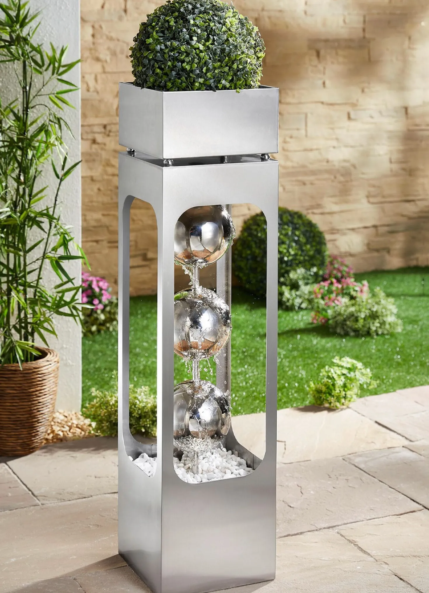 Brunnensäule Patio mit gebürsteter Oberfläche aus Edelstahl