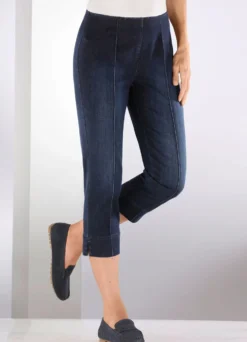 Capri-Jeans mit streckenden Biesen