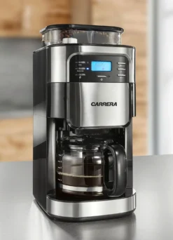 „Carrera" Aroma PlusEdelstahl-Kaffeemaschine mit Mahlwerk
