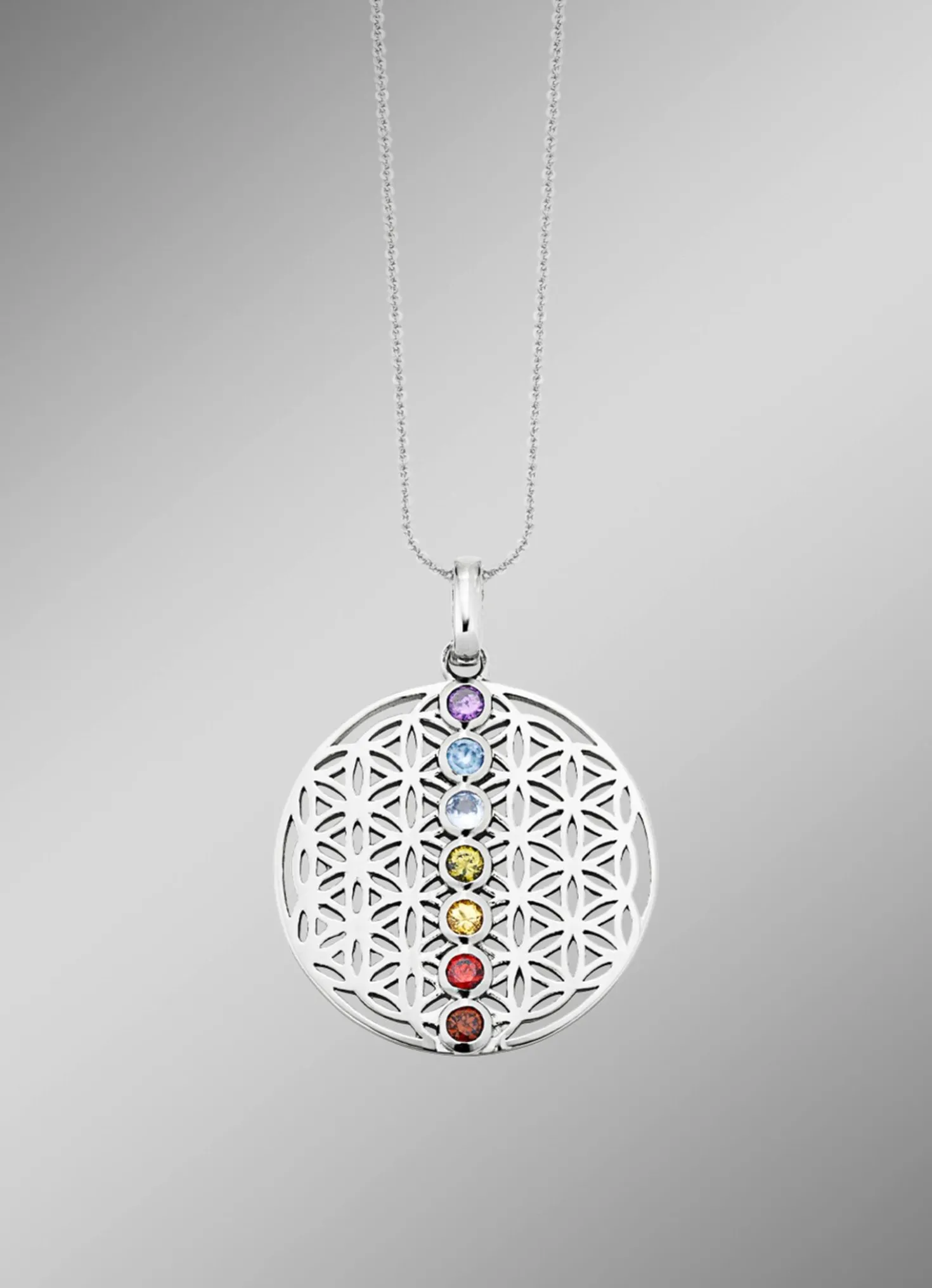 Chakra Anhänger aus Silber mit Edelsteinen
