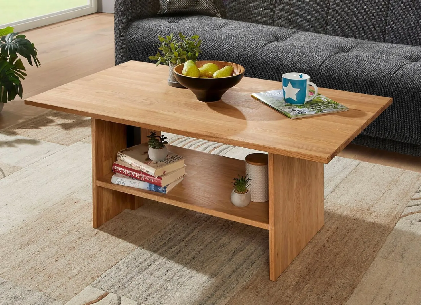 Couchtisch aus massivem, geöltem Eichenholz