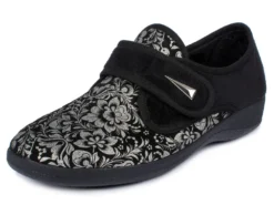 Damen Klett-Halbschuh im Blüten-Design