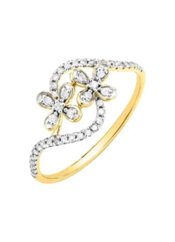 Damenring im Blumen-Design, 10 Brillanten, 34 Diamanten