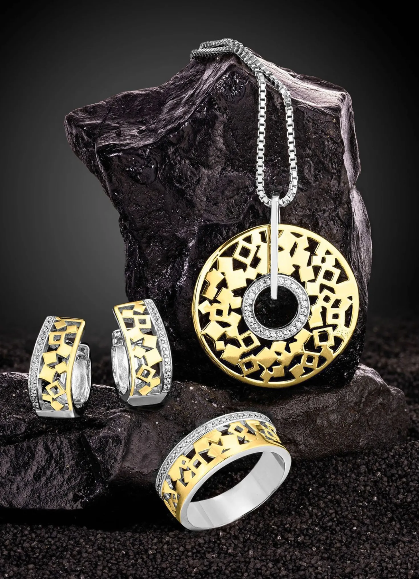 Damenring in Bicolor mit Zirkonia