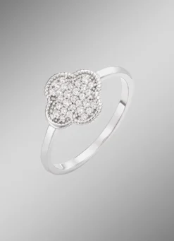 Damenring „Kleeblatt" mit synth. Zirkonia