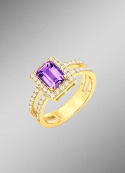 Damenring mit Amethyst und Zirkonia