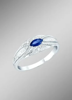 Damenring mit Brillanten und echt blauem Safir