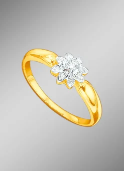 Damenring mit Brillant und Diamanten