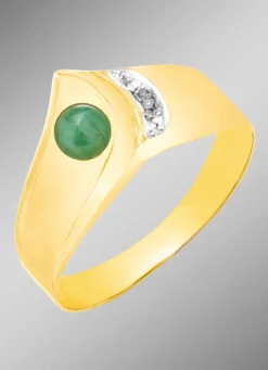 Damenring mit 1 Diamant und echt Smaragd