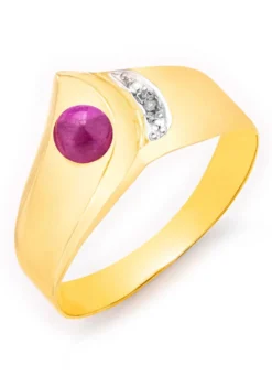 Damenring mit 1 Diamant und echt Rubin
