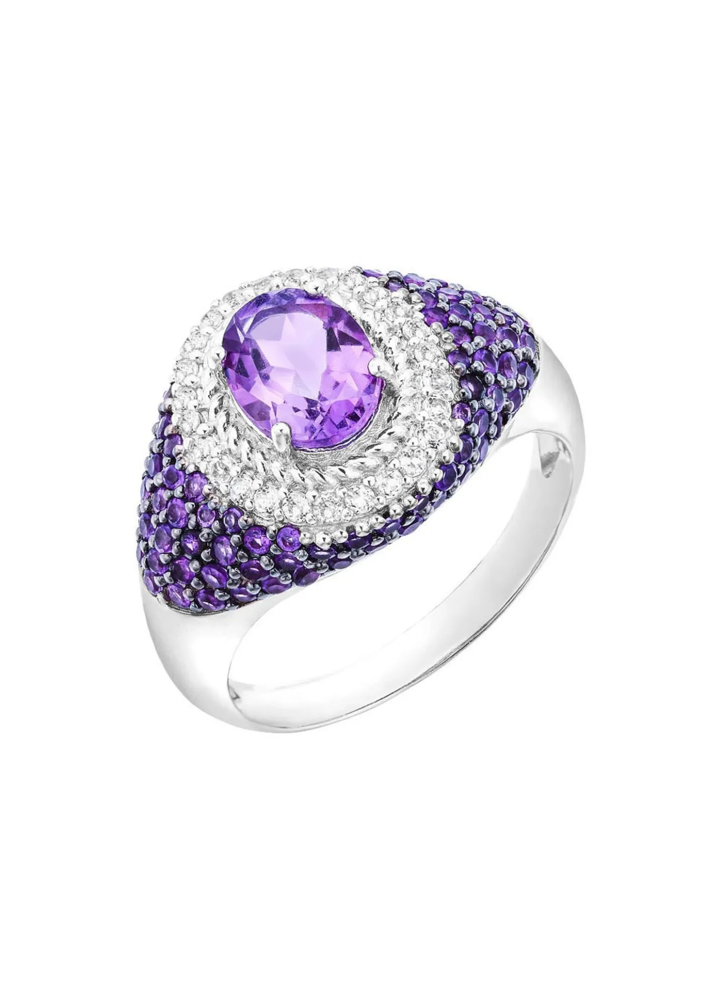 Damenring mit echt Amethyst und echt Weißtopas