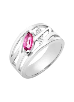 Damenring mit echt Turmalin in Pink und synth. Zirkonia
