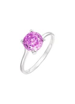 Damenring mit synth. Zirkonia in Pink im Rosenschliff